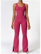 Wide Strap Bootcut Slit Active Jumpsuit - FleekGoddess