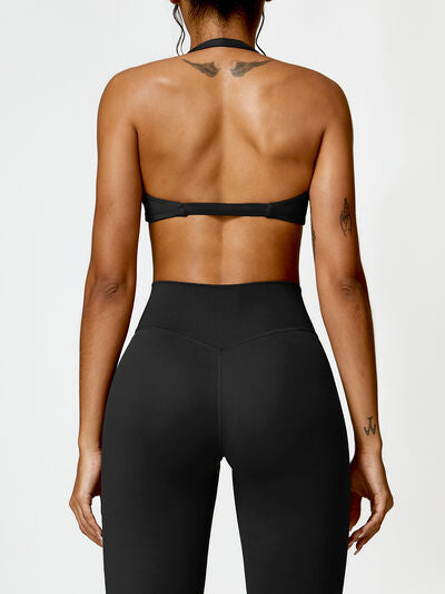 Twisted Halter Neck Active Bra - FleekGoddess