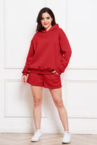 FleeceFlex Drop Shoulder Long Sleeve Hoodie and Shorts Set - FleekGoddess