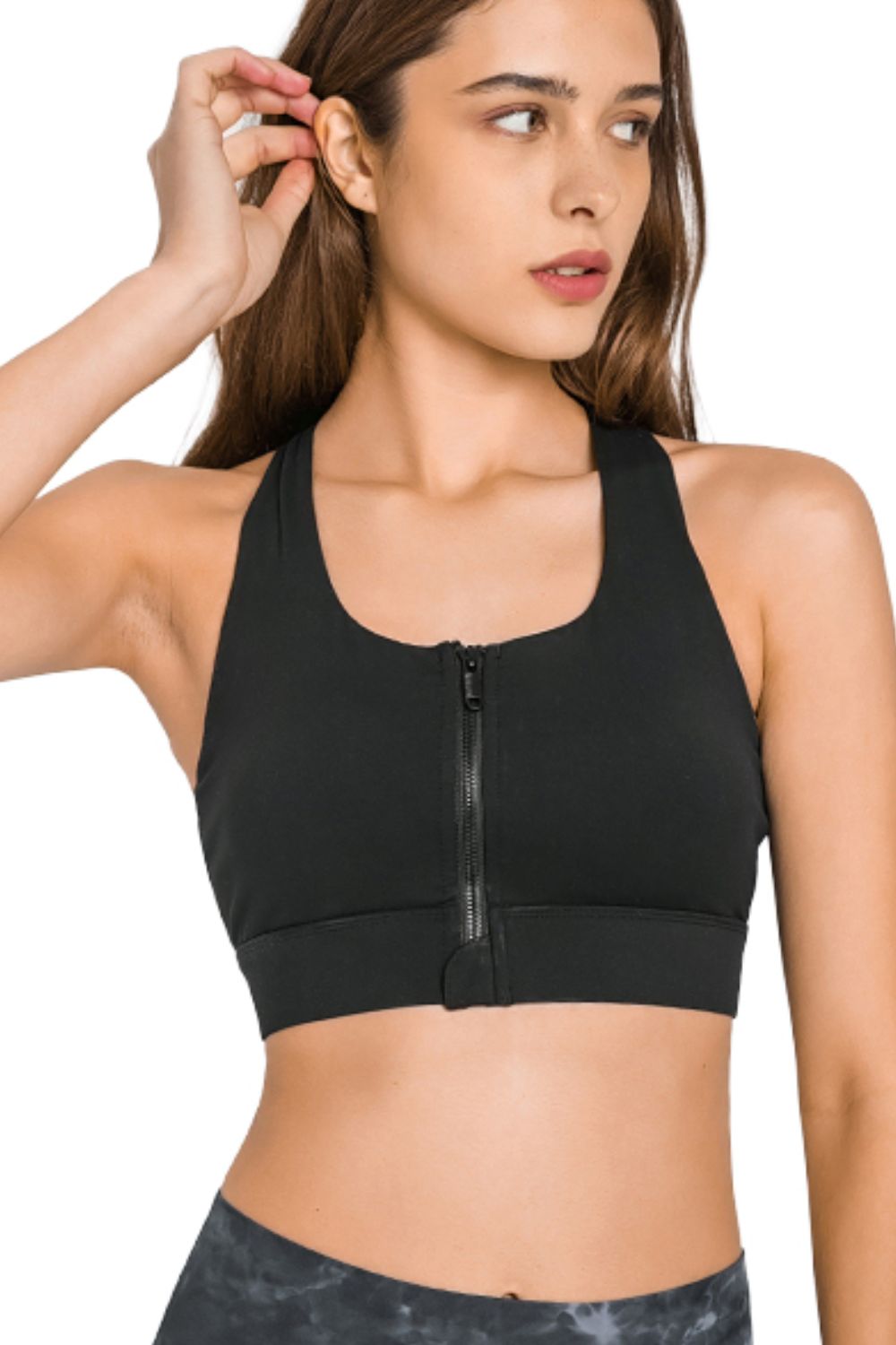 TrainTech Zip Up Racerback Sports Bra - FleekGoddess