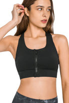 TrainTech Zip Up Racerback Sports Bra - FleekGoddess