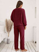 FleeceFlex Teddy Long Sleeve Top and Pants Lounge Set - FleekGoddess