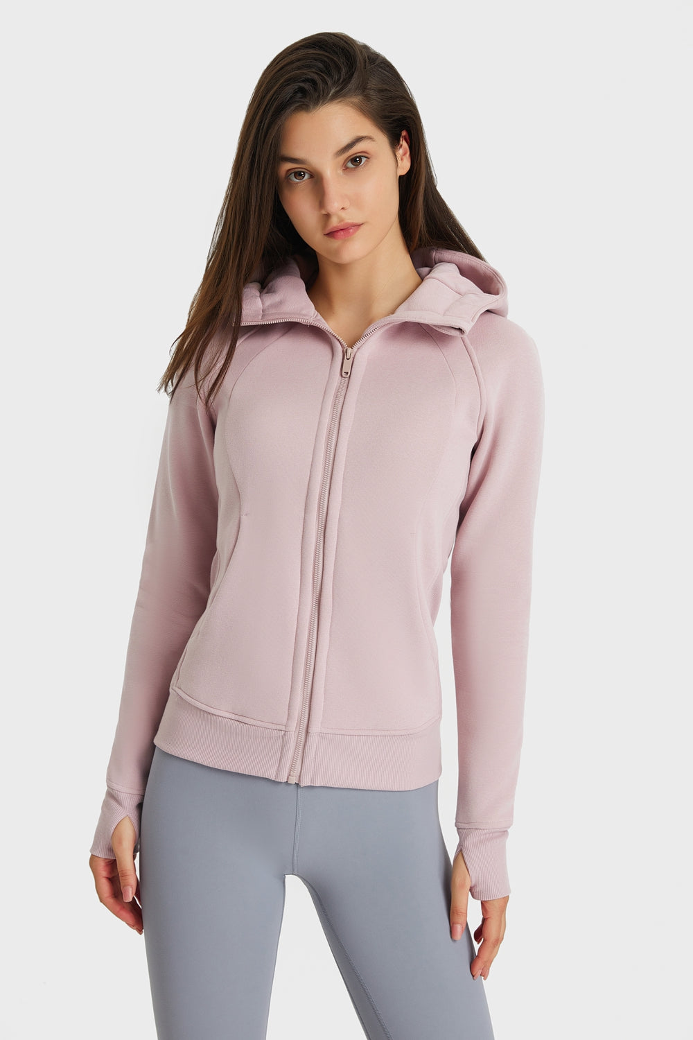 FleeceFlex Zip Up Seam Detail Hooded Sports Jacket - FleekGoddess