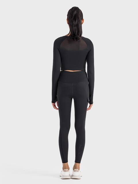 TrainTech Square Neck Long Sleeve Cropped Sports Top - FleekGoddess