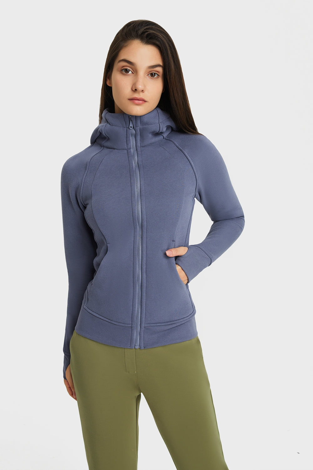 FleeceFlex Zip Up Seam Detail Hooded Sports Jacket - FleekGoddess