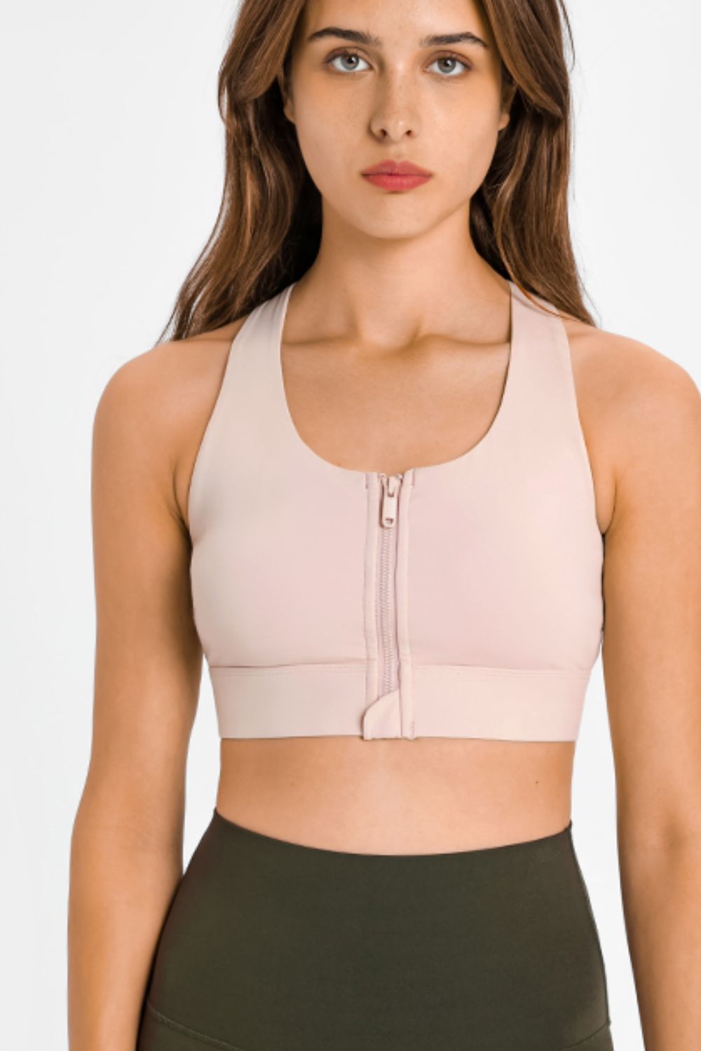 TrainTech Zip Up Racerback Sports Bra - FleekGoddess