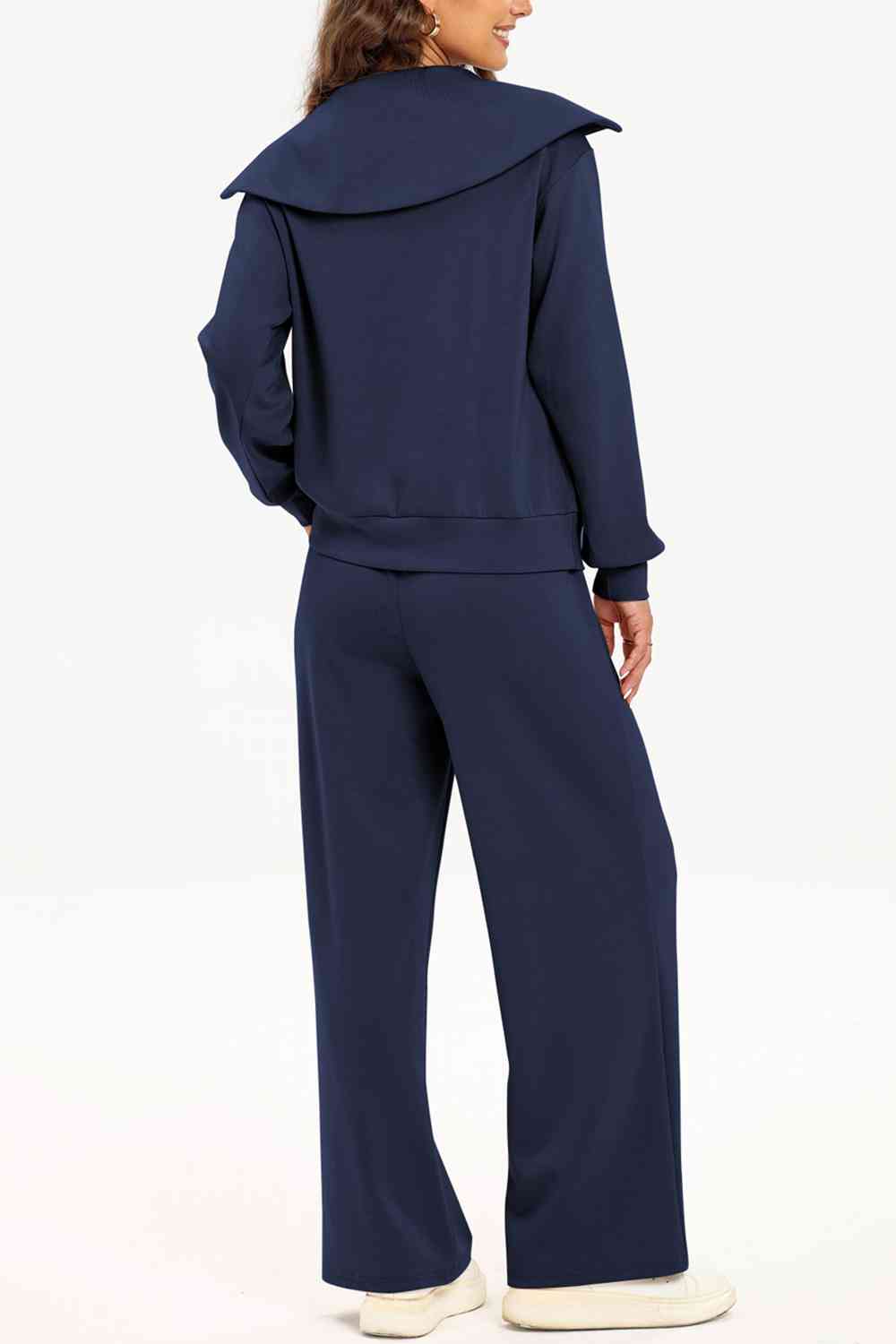 FleeceFlex Half Zip Collared Neck Sweatshirt and Pants Set - FleekGoddess