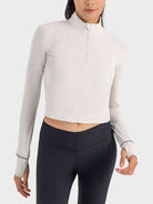 Mock Neck Half Zip Long Sleeve Sport Top - FleekGoddess