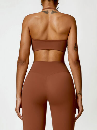 Twisted Halter Neck Active Bra - FleekGoddess