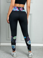 FleekGoddess Printed Wide Waistband Active Leggings - FleekGoddess