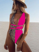 Fleek Goddess Tied Leopard Plunge One-Piece Swimwear - FleekGoddess