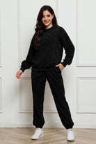 FleeceFlex Round Neck Sweatshirt and Sweatpants Set - FleekGoddess