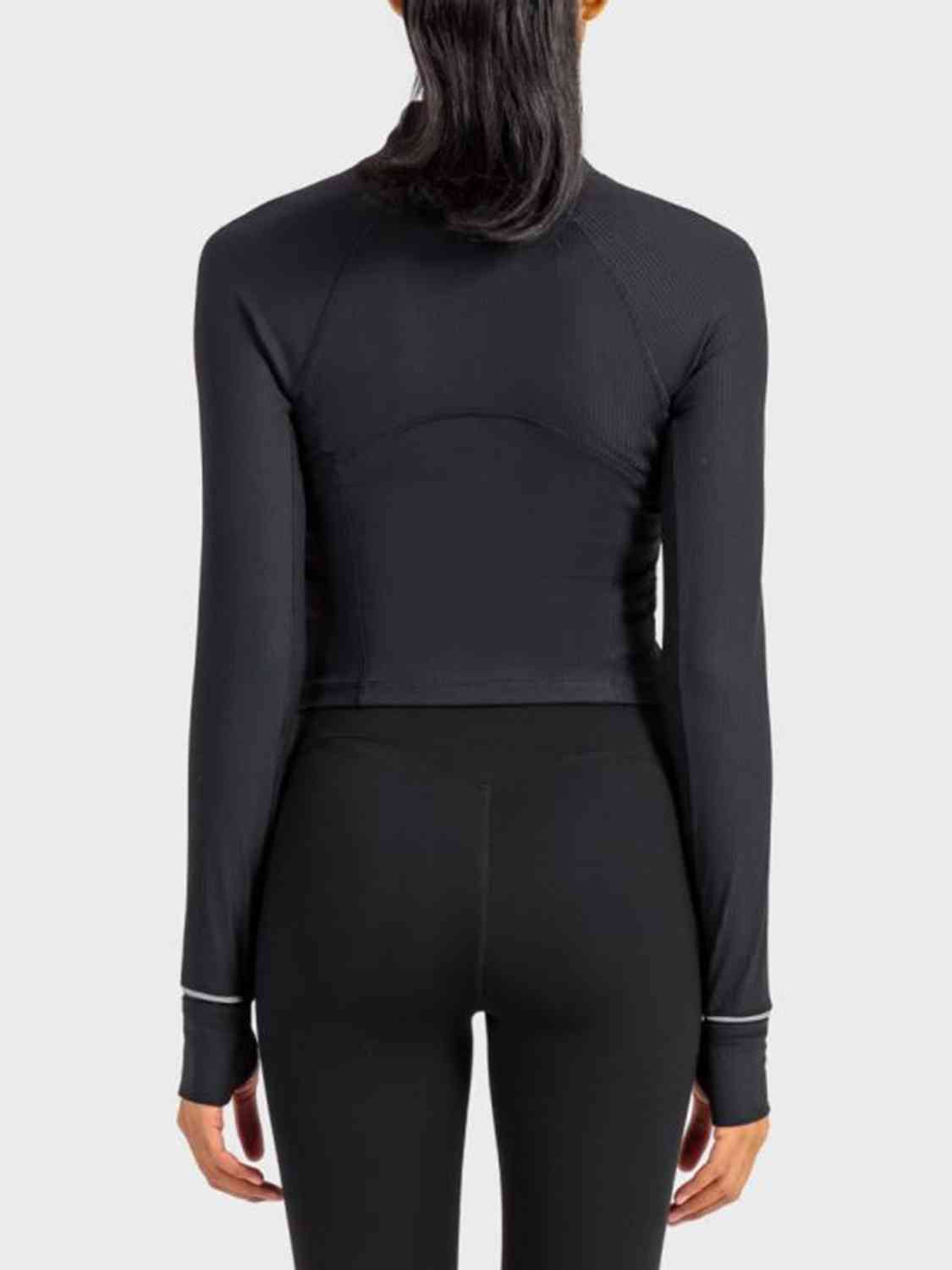 Mock Neck Half Zip Long Sleeve Sport Top - FleekGoddess