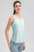 TrainTech Wide Strap Round Neck Active Tank - FleekGoddess