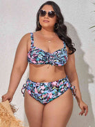 Fleek Goddess Plus Size Printed Drawstring Detail Bikini Set - FleekGoddess