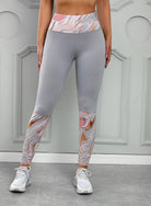 FleekGoddess Printed Wide Waistband Active Leggings - FleekGoddess