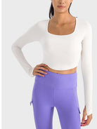 TrainTech Square Neck Long Sleeve Cropped Sports Top - FleekGoddess