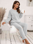 FleeceFlex Teddy Long Sleeve Top and Pants Lounge Set - FleekGoddess